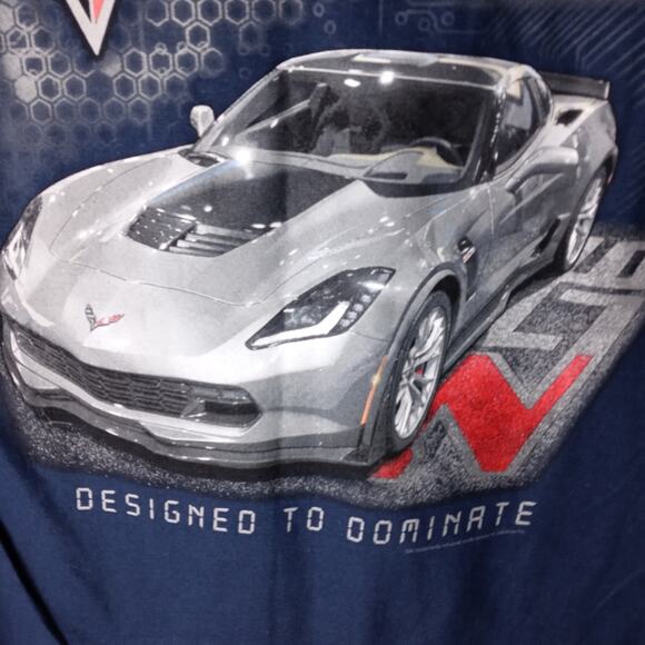 Chevy Corvette Z06 Men's T-Shirt Large Blue C7 Chevrolet Designed To Dominate - Picture 4 of 8